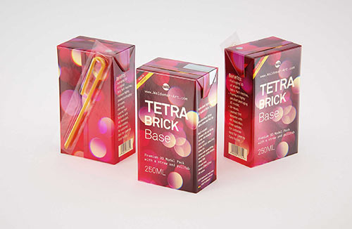 Tetra Pack Brick Slim 300ml with a Straw and Pull Tab packaging 3D model pak