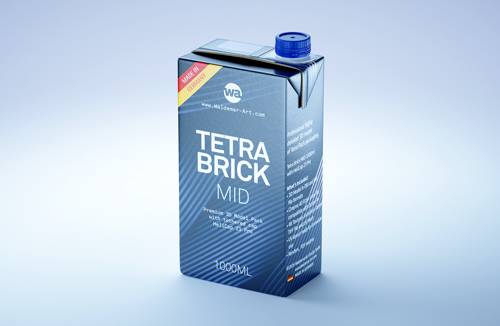 Premium carton packaging 3D model of Elopak Pure-Pak Classic Curve 1000ml with tethered cap TwistFlip 29