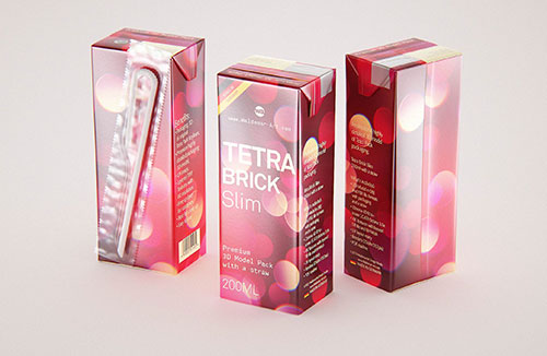 Tetra Pack Prisma Square 200ml packaging 3D model pak with PullTab and Straw