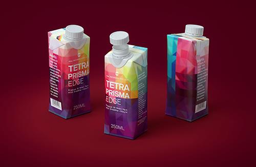 Tetra Pack Brick Mockup Aseptic 1000ml Slim with ReCap3 - Back view