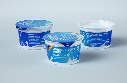 premium 3D model of Yoghurt MINIS 100ml Plastic cup