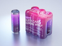 Premium packaging 3D Model of 6x350ml/355ml Sleek Soda Cans in Shrink Film Wrap