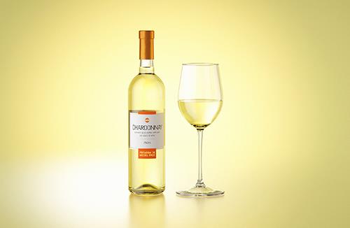 3D model of a Chardonnay glass bottle 750ml with cork