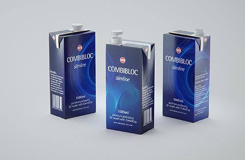 SIG Combibloc Slimline 1000ml with  tethered cap CombiCap Packaging 3D model