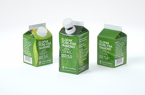 Elopak Pure-Pak Diamond Curve 250 and 330ml Premium packaging 3D model pack