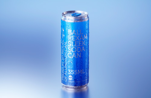 BALL (REXAM) Aluminum Sleek Soda Can 350/355ml Premium 3D packaging model pack with a water condensation and frost