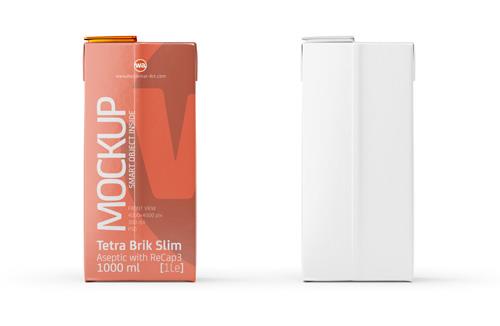 Tetra Pack Brick Mockup Aseptic 1000ml Slim with ReCap3 - Front view