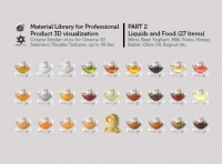 Octane 4+  for Cinema 4D (compatible with version 2024) Materials Pack 2 - Liquids and Food [27 items] (Jam, Butter, Milk, Yoghurt, Pesto, Honey, Beer, Wine etc)