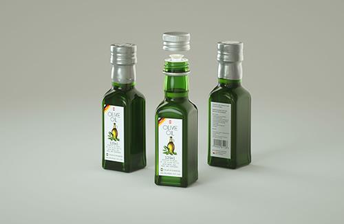 Olive oil square glass bottle 150ml Premium 3D model pack