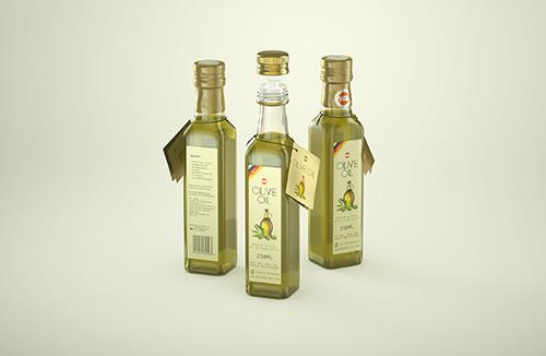 Olive oil square glass bottle 250ml Premium 3D model pack