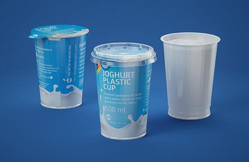 Yoghurt Plastic Cup 500ml Premium packaging 3D model