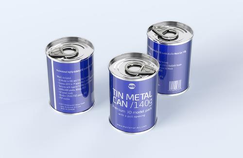 Packaging 3D model of the Tin metal can 140g with pull open