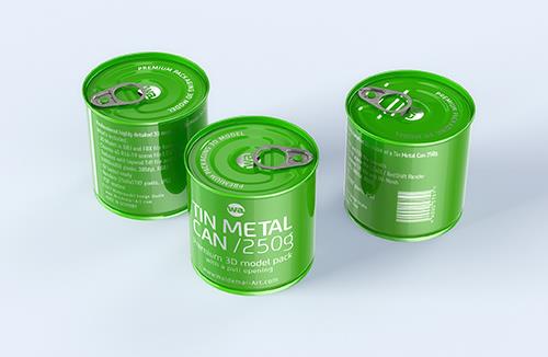 Packaging 3D model of the Tin metal can 250g with pull open