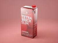 Tetra Brick Slim 1000ml with HeliCap23 Pro premium carton milk packaging 3D model
