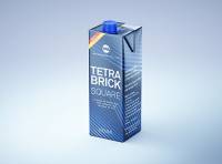 Tetra Pack Brik Square 1000ml packaging with tethered cap HeliCap26 Pro premium 3d model