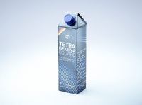 Premium carton packaging 3D model of Tetra Gemina Square 1000ml with tethered cap HeliCap 26 Pro
