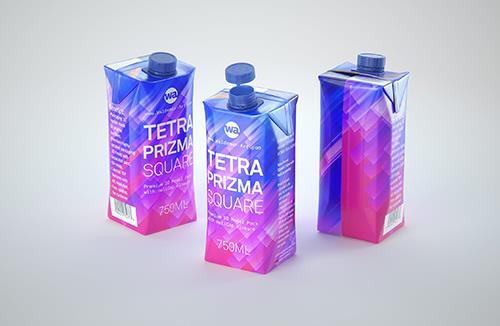 Tetra Pack Prisma Square 750ml Premium 3d model pak with HeliCap closure
