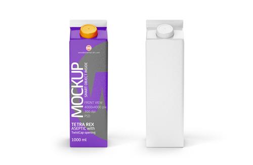 Photoshop Mockup of Tetra Pack Rex 1000ml with TwistCap Front View