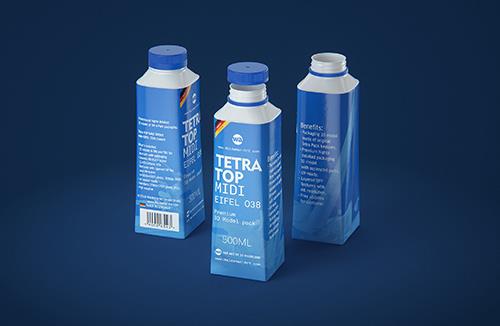 Tetra Top MIDI 500ml 3D model of carton package with Eifel O38 closure