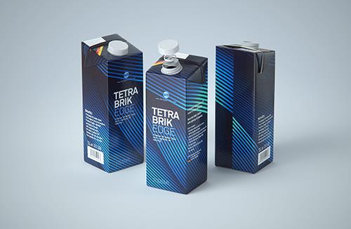 Tetra Pack Brick EDGE Aseptic 1000ml Premium Packaging 3D model pak with LightCap 30