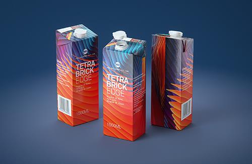 Tetra Pack Brick EDGE 1500ml with WingCap30 Carton packaging professional 3D model pak