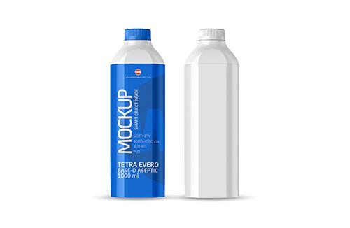 Packaging MockUp of Tetra Pack Evero Aseptic Base-D 1000ml with OrionTop-O38A Side View