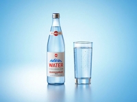 Packaging 3d model of a Mineral water glass bottle 500ml with a glass of water